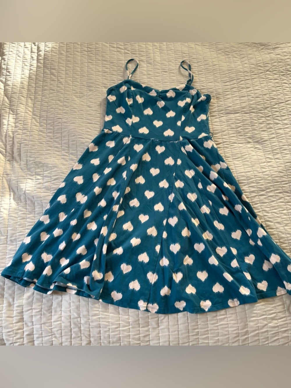 Mossimo Supply Co. Teal Heart Print Spaghetti Strap Dress